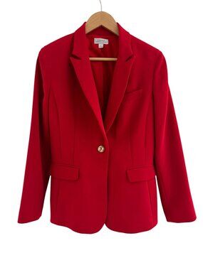 Tahari ASL Red Lined Blazer Jacket Size 8 Christmas Holiday Office Career Work